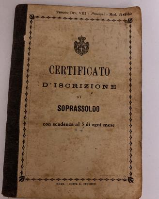 Libretto - certificato d’iscrizione di soprassoldo
