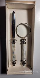 Set Accessori Art Decò da scrivania argento NUOVI