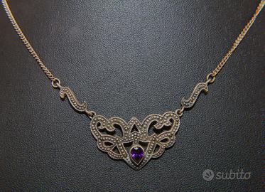 Art Deco collier argento marcasite ametista