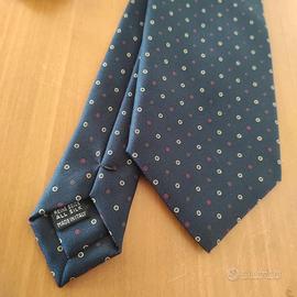 Cravatta E. Marinella nuova pura seta blu a pois