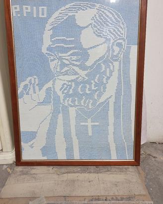 Quadro padre pio a uncinetto