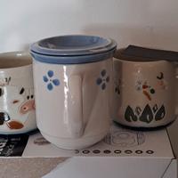 2 tazze e tisaniera in porcellana, nuove