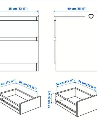 2 comodini IKEA Kullen - usati comprati 5 anni fa