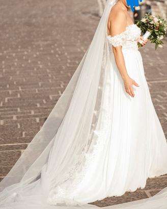 abito da sposa in tessuto di georgette