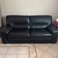 Divano 3 posti in pelle marron testa di moro