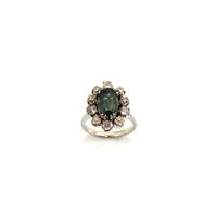 Anello oro bianco diamanti  e zaffiri