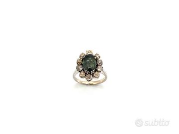 Anello oro bianco diamanti  e zaffiri