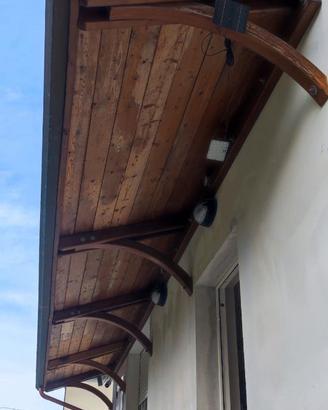 Pensilina legno lamellare e rame 7m