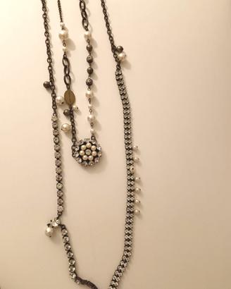 Collana TWIN SET perle e strass