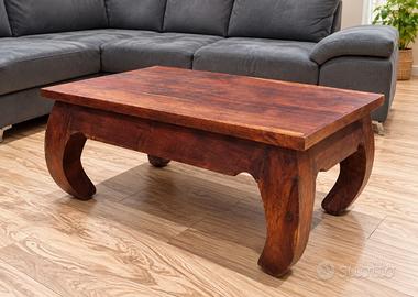 tavolino etnico legno massello 90x60 pesante