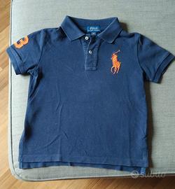 Polo Ralph Lauren blu 3 anni logo grande arancio