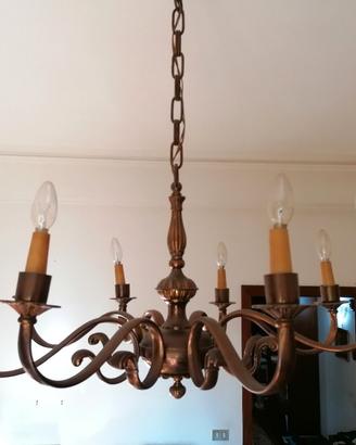 lampadario ottone vintage antiquariato 