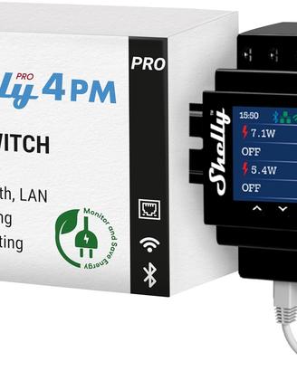 Shelly Pro 4PM Wi-Fi & LAN Smart Relay Switch, Sin