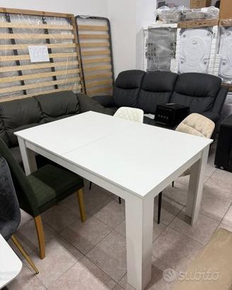 Tavolo tony in legno bianco allungabile 140x90