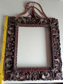 cornice intarsio antica in legno e gesso primi 900