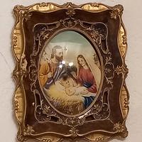 QUADRO vintage con luce CAPOLETTO SACRA FAMIGLIA 