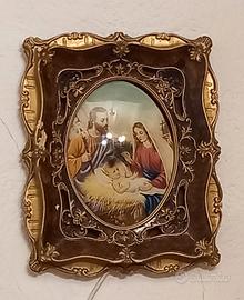 QUADRO vintage con luce CAPOLETTO SACRA FAMIGLIA 
