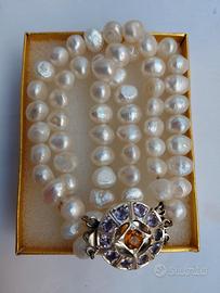 Bracciale con chiusura di ametista, perle di fiume