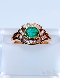 ANELLO ORO SMERALDO E DIAMANTI
