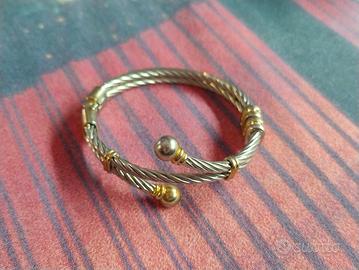 Braccialetto rigido argento corda intrecciata 