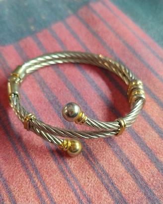 Braccialetto rigido argento corda intrecciata 