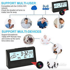 telecamera Nascosta wireless con orologio WiFi 4K