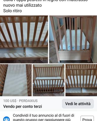 Culla in legno con materasso nuovo 