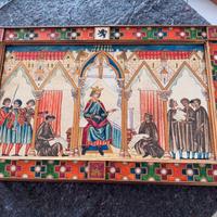 stile medievale – scena di corte, cornice decorata