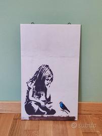 Quadro Banksy "Girl with Blue Bird" su tela