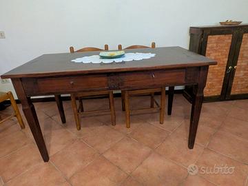 Tavolo rustico con  6 sedie  legno
