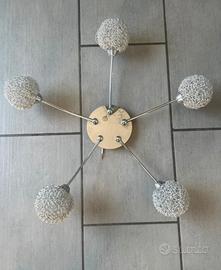 Lampadario a soffitto sfere in metallo intrecciato