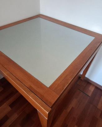Tavolo in legno e vetro 96x96 - allungabile