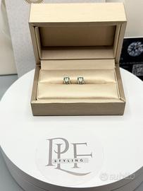 Orecchini punto luce con Moissanite verde acqua