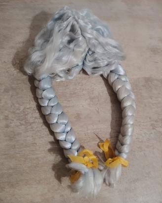 Parrucca bianca argento con doppia treccia