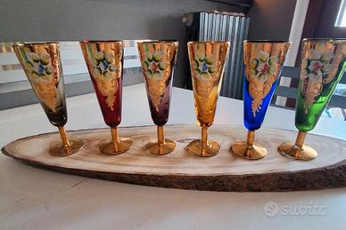 Flute champagne vetro Murano dipinti a mano