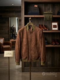 Giubbotto bomber in camoscio marrone stile vintage