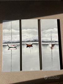 TRIS DI QUADRI CON BARCHE