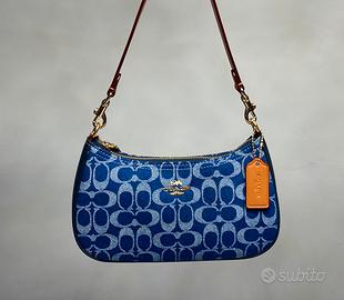 Borsa Firmata Coach Blue Denim Monogram Aesthetic