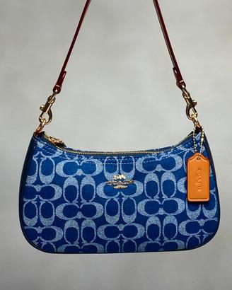 Borsa Firmata Coach Blue Denim Monogram Aesthetic