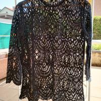 Top Camicia Nero in pizzo Zara M
