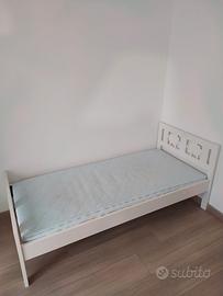 Letto Ikea Kritter con rete, materasso e spondina