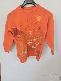 Maglione vintage girocollo, stile andino