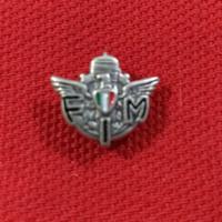 Pin FIM acciaio scritta nera Logo FMI vintage