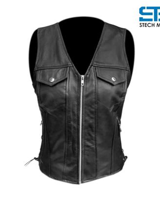 Gilet Moto In Vera Pelle Bovina Donna Cafe' Race