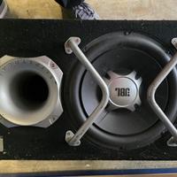subwoofer auto, amplificatore e 2 casse da 420W