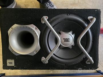 subwoofer auto, amplificatore e 2 casse da 420W