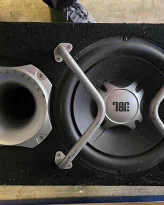 subwoofer auto, amplificatore e 2 casse da 420W