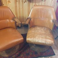 Coppia di poltrone da studio vintage in vera pelle