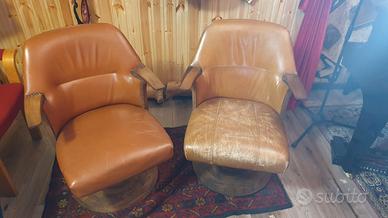 Coppia di poltrone da studio vintage in vera pelle