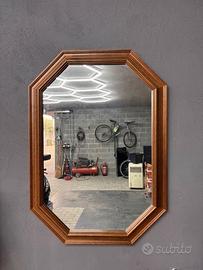 Specchio da parete ottagonale vintage in legno
